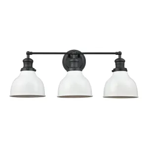 Haralson 24" 3 Light Vanity Light in Enamel White Metal Shade & Charcoal