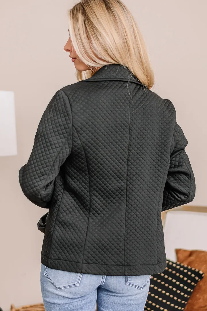 Heart On Fire Quilted Blazer | Black