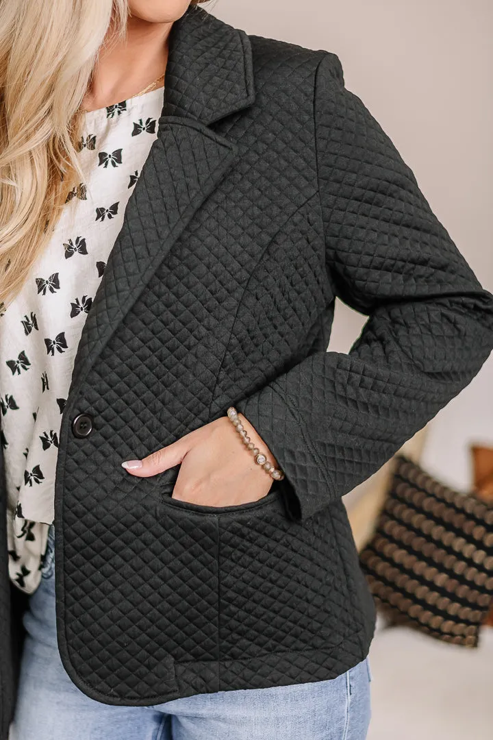 Heart On Fire Quilted Blazer | Black