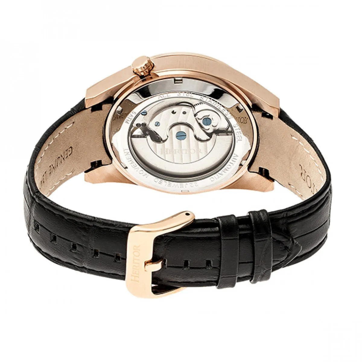 Heritor Automatic Alexander Semi-Skeleton Leather-Band Watch