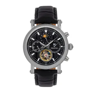 Heritor Automatic Barnsley Semi-Skeleton Leather-Band Watch - Silver/Black