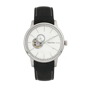 Heritor Automatic Landon Semi-Skeleton Leather-Band Watch