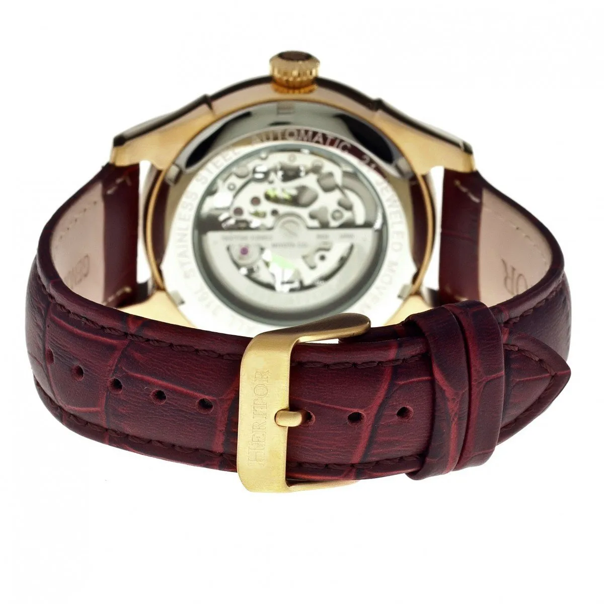 Heritor Automatic Nicollier Skeleton Leather-Band Watch