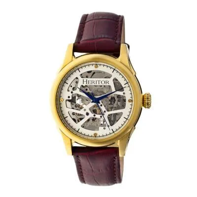 Heritor Automatic Nicollier Skeleton Leather-Band Watch