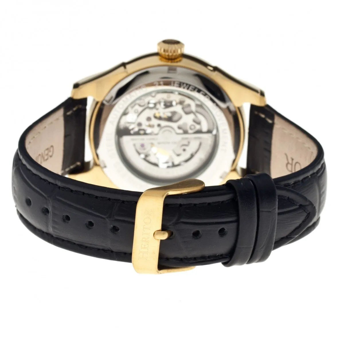 Heritor Automatic Nicollier Skeleton Leather-Band Watch