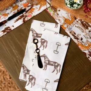 Horse and Snaffle Linen Fingertip Towels | Set of 2