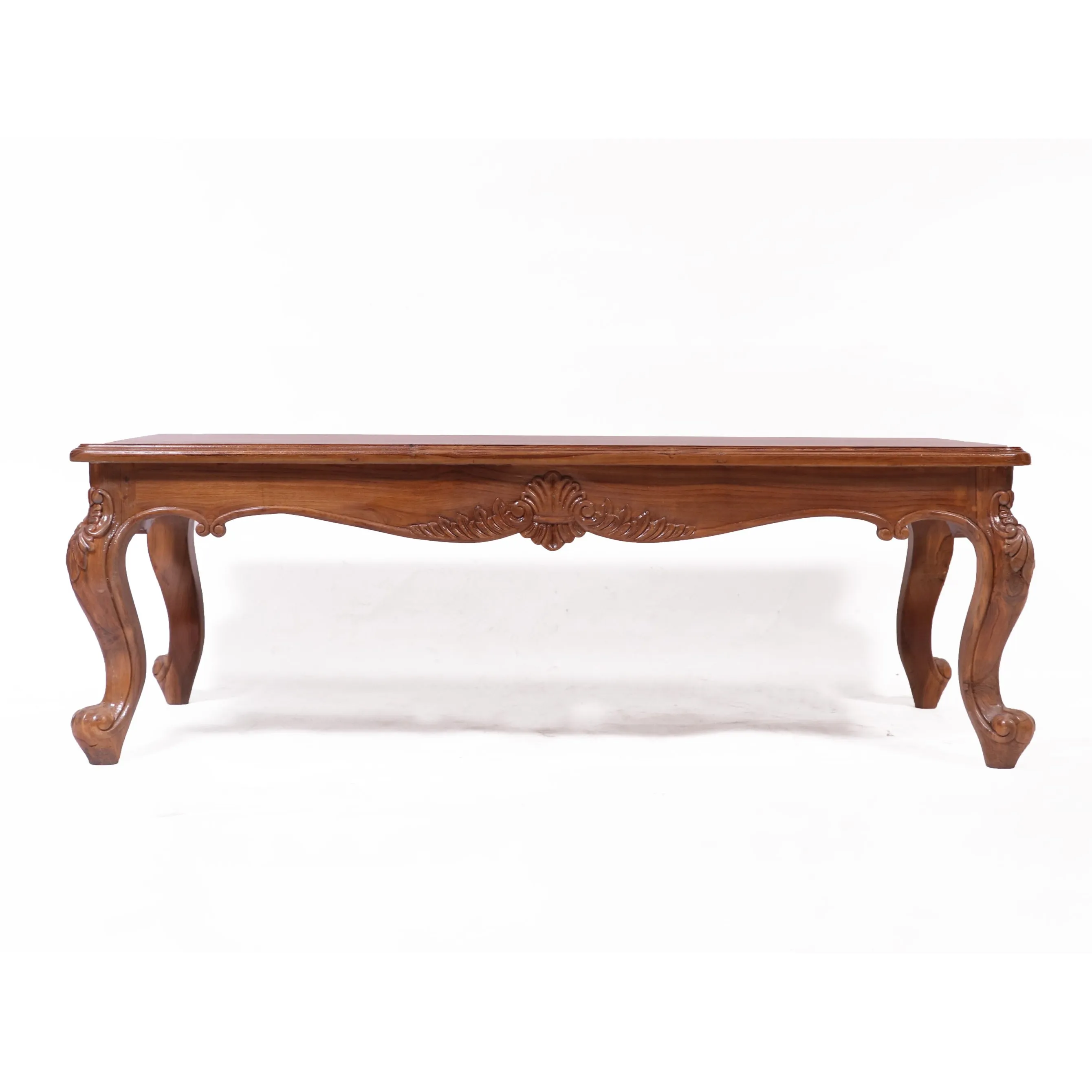 Intricate carved french royal teak center table