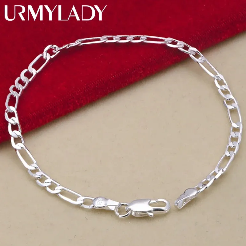 JC - Silver Chain Bracelet & Necklace: Elegant 4mm 925 sterling set, ideal Christmas or wedding gift