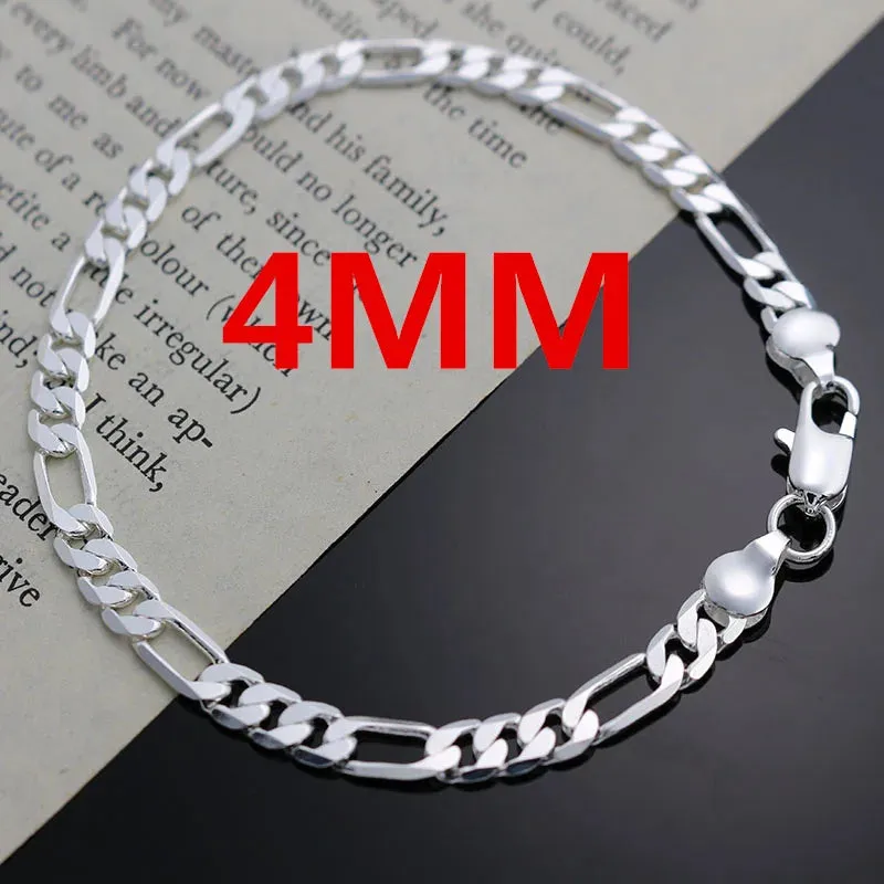 JC - Silver Chain Bracelet & Necklace: Elegant 4mm 925 sterling set, ideal Christmas or wedding gift