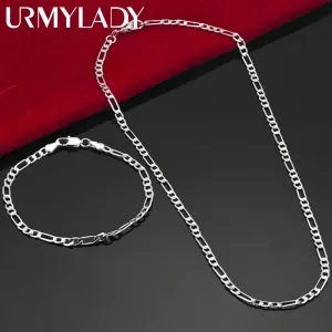 JC - Silver Chain Bracelet & Necklace: Elegant 4mm 925 sterling set, ideal Christmas or wedding gift