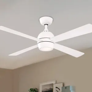 Kwad 52 Inch Matte White Modern LED Ceiling Fan with Remote