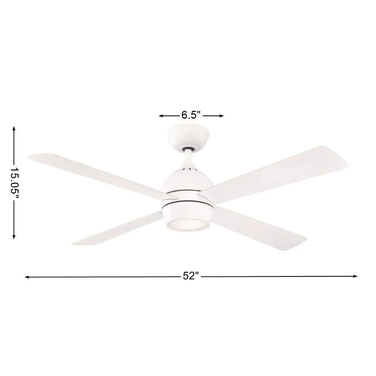 Kwad 52 Inch Matte White Modern LED Ceiling Fan with Remote