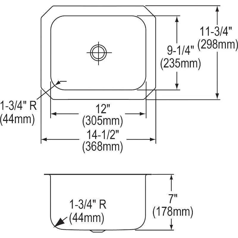 Lustertone Classic 11.75" x 14.5" x 7" Stainless Steel Single-Basin Undermount Bar Sink