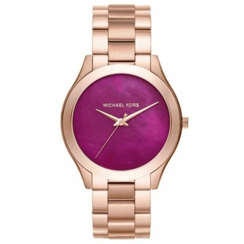 Michael Kors Ladies Watch Slim Runway 42mm Rose Gold Plum MK3550