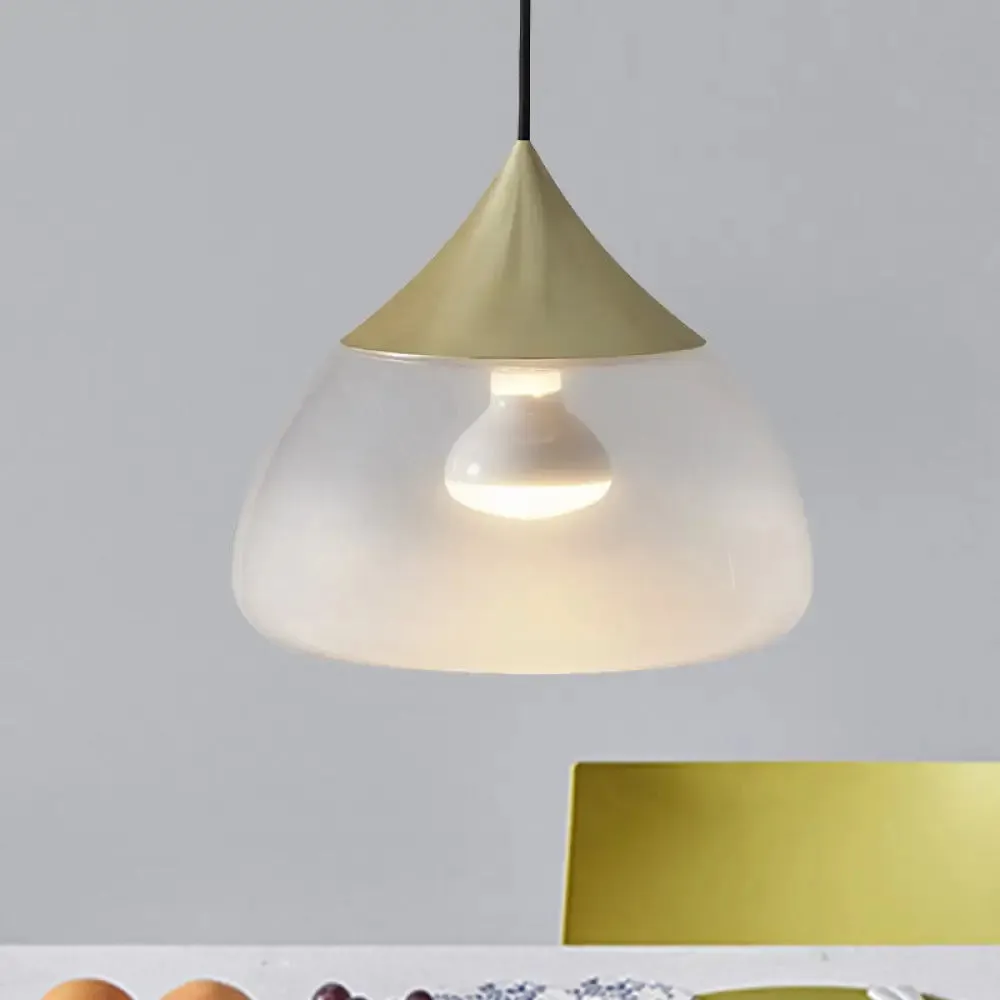 Modern Glass 1-Light Chrome/Gold/Rose Gold Hanging Pendant Light - Stout Design