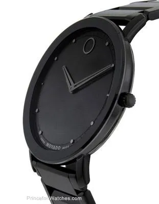 Movado Mens Sapphire Dress Watch - Stainless Steel Case – Black Soleil Dial