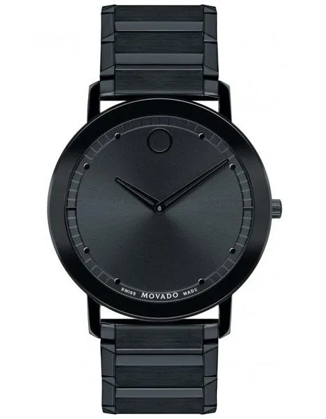 Movado Mens Sapphire Dress Watch - Stainless Steel Case – Black Soleil Dial