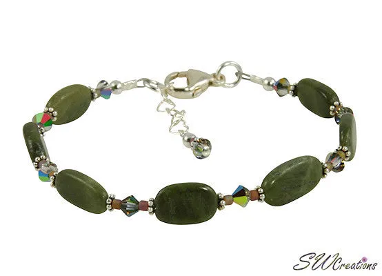 Olive Jade Crystal Gemstone Beaded Bracelet