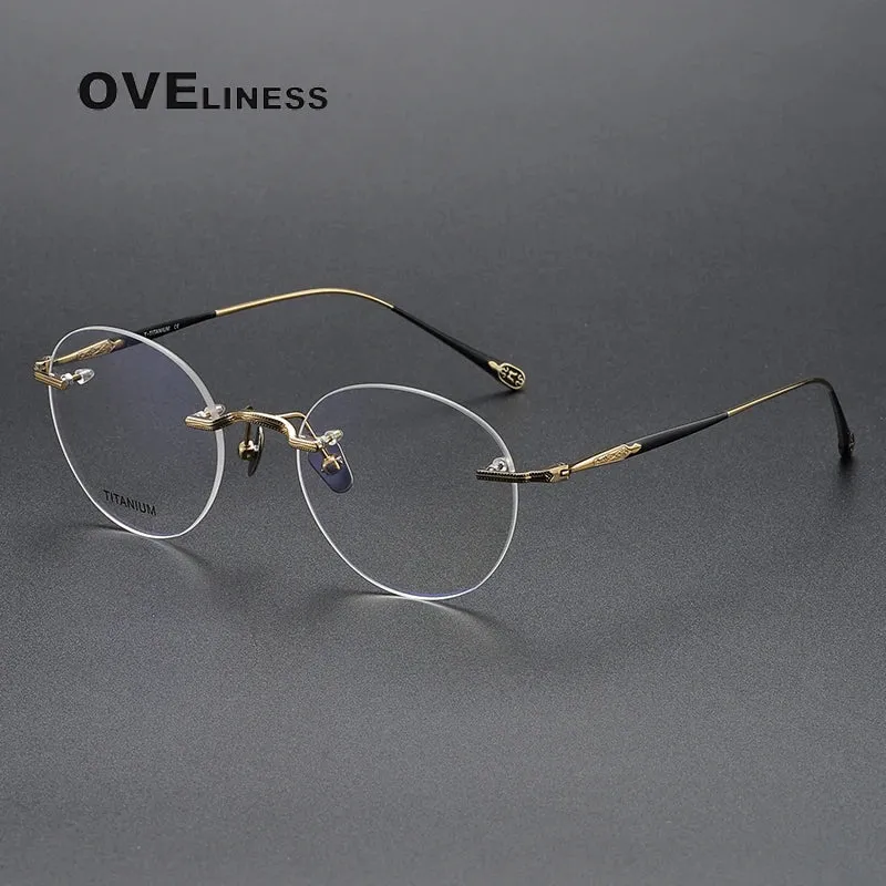 Oveliness Unisex Rimless Round Titanium Eyeglasses 80955