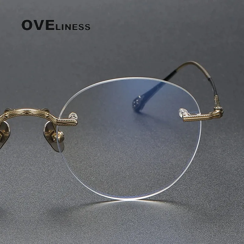 Oveliness Unisex Rimless Round Titanium Eyeglasses 80955