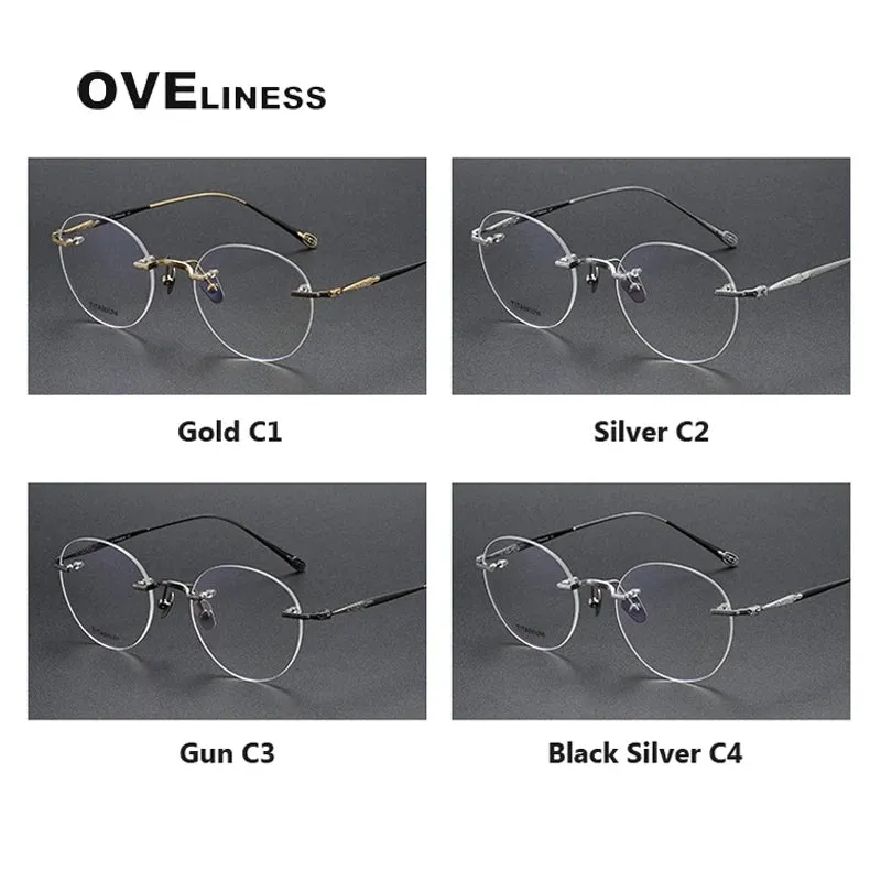 Oveliness Unisex Rimless Round Titanium Eyeglasses 80955