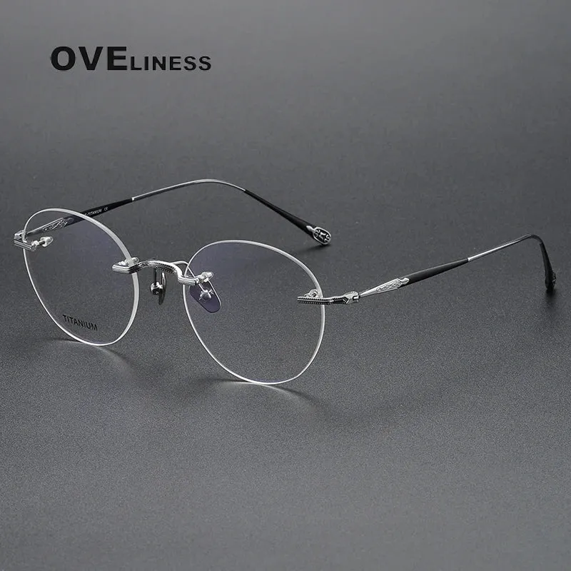 Oveliness Unisex Rimless Round Titanium Eyeglasses 80955