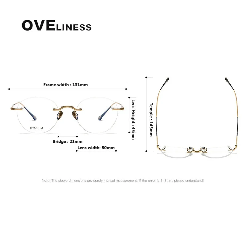 Oveliness Unisex Rimless Round Titanium Eyeglasses 80955