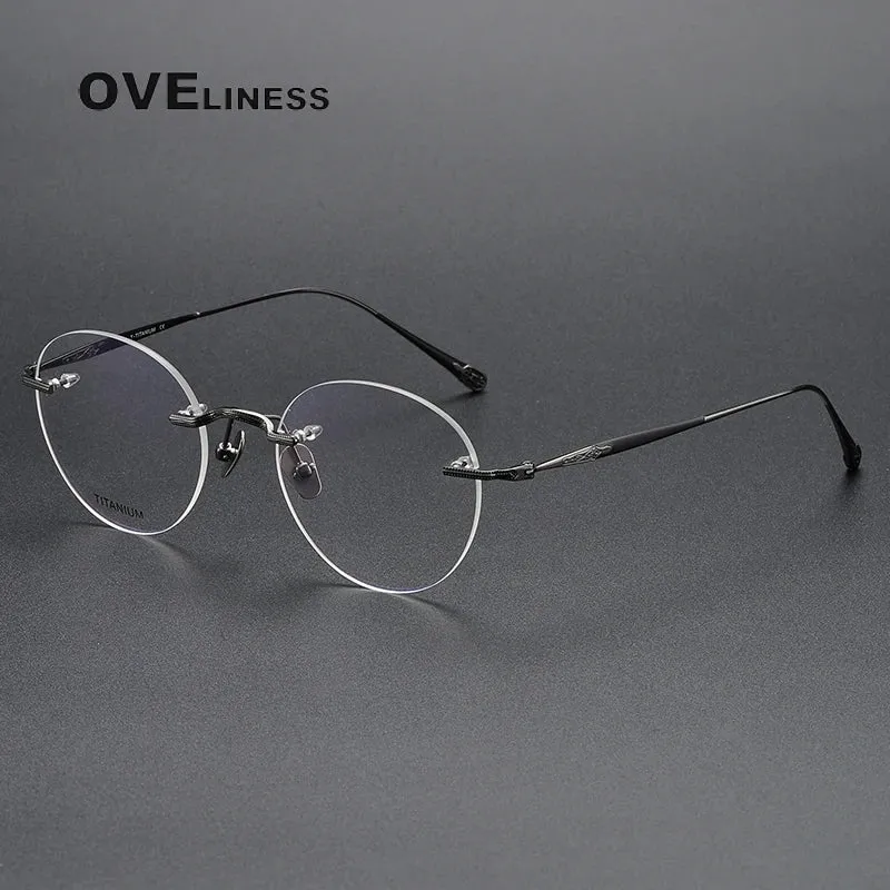 Oveliness Unisex Rimless Round Titanium Eyeglasses 80955