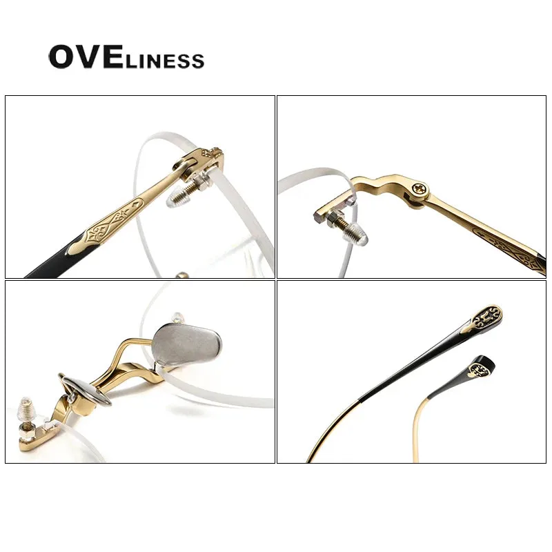 Oveliness Unisex Rimless Round Titanium Eyeglasses 80955