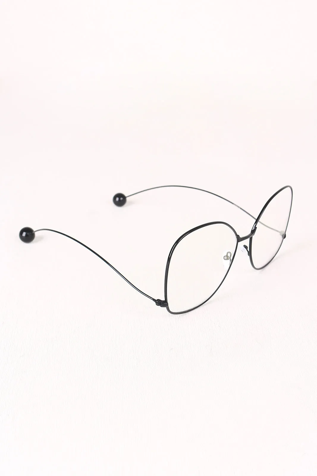 Oversized Clear Lens Ball Accent Butterfly Glasses