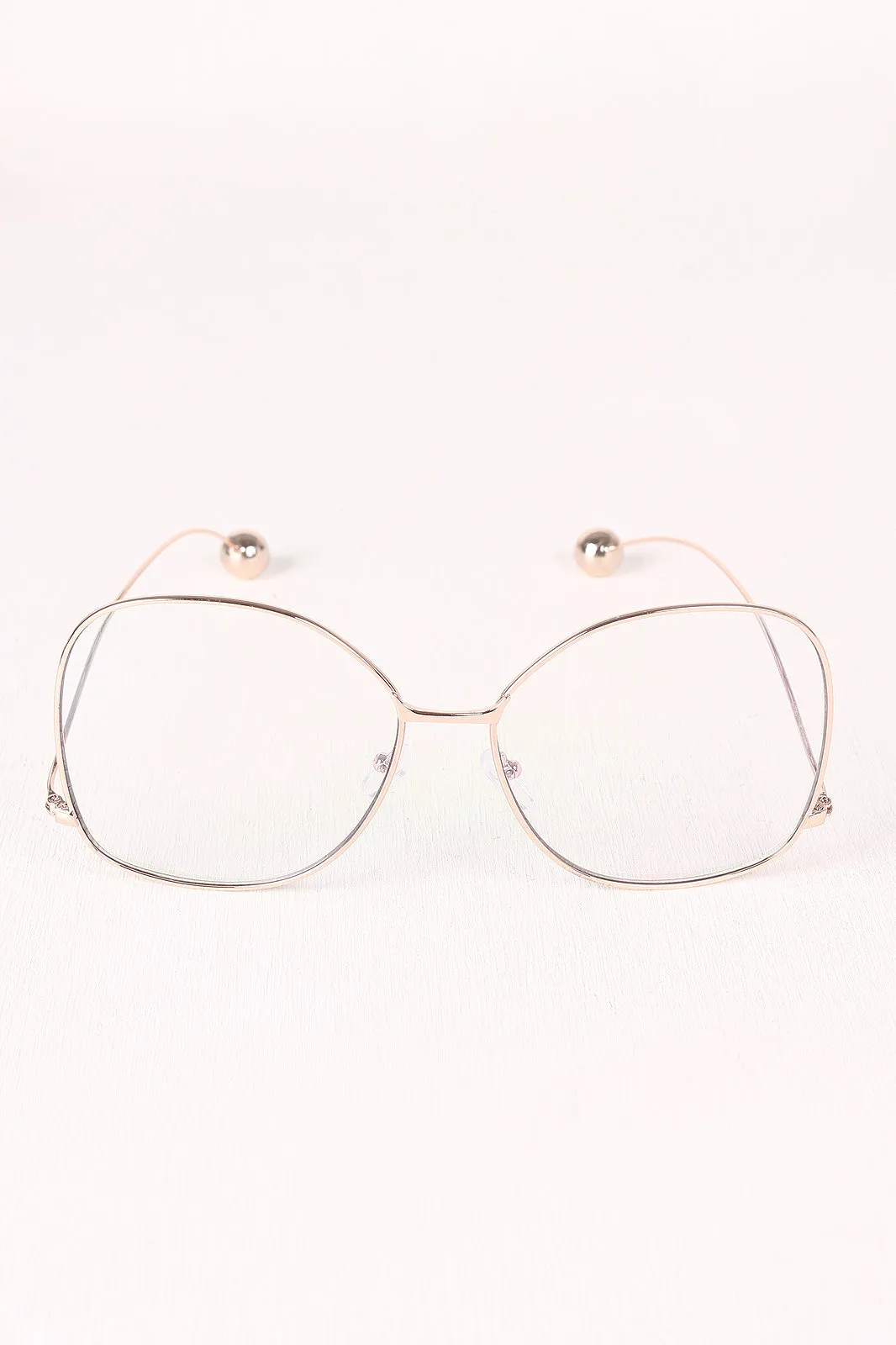 Oversized Clear Lens Ball Accent Butterfly Glasses