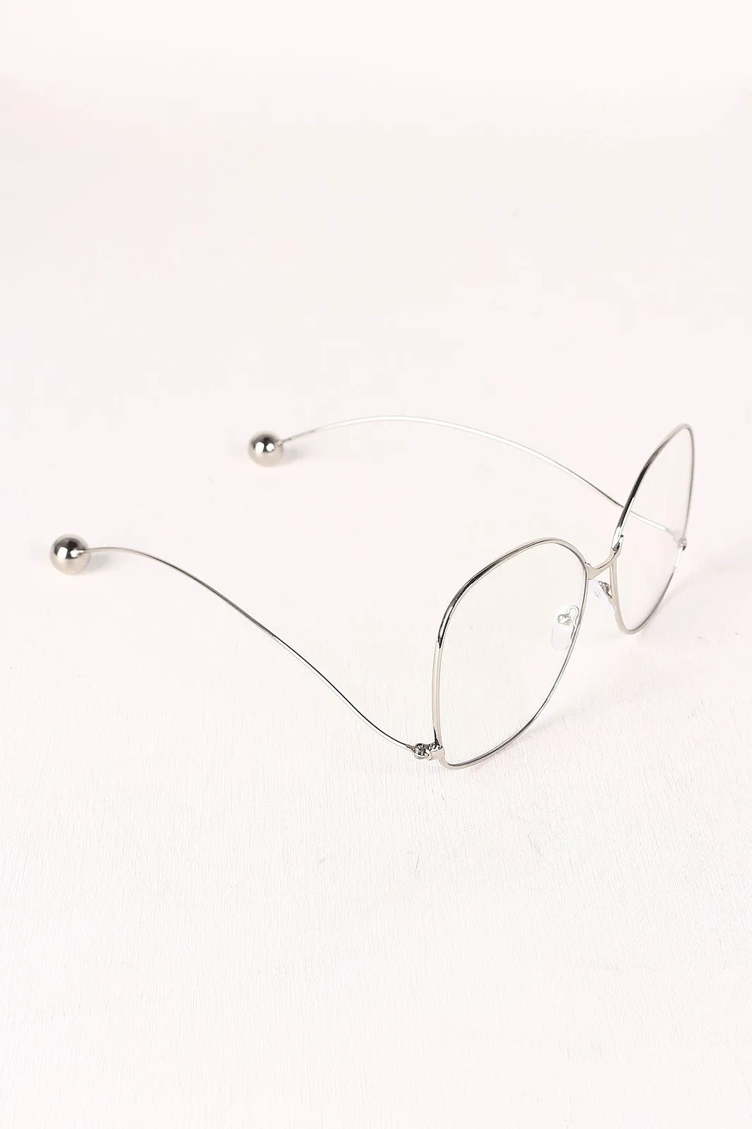 Oversized Clear Lens Ball Accent Butterfly Glasses