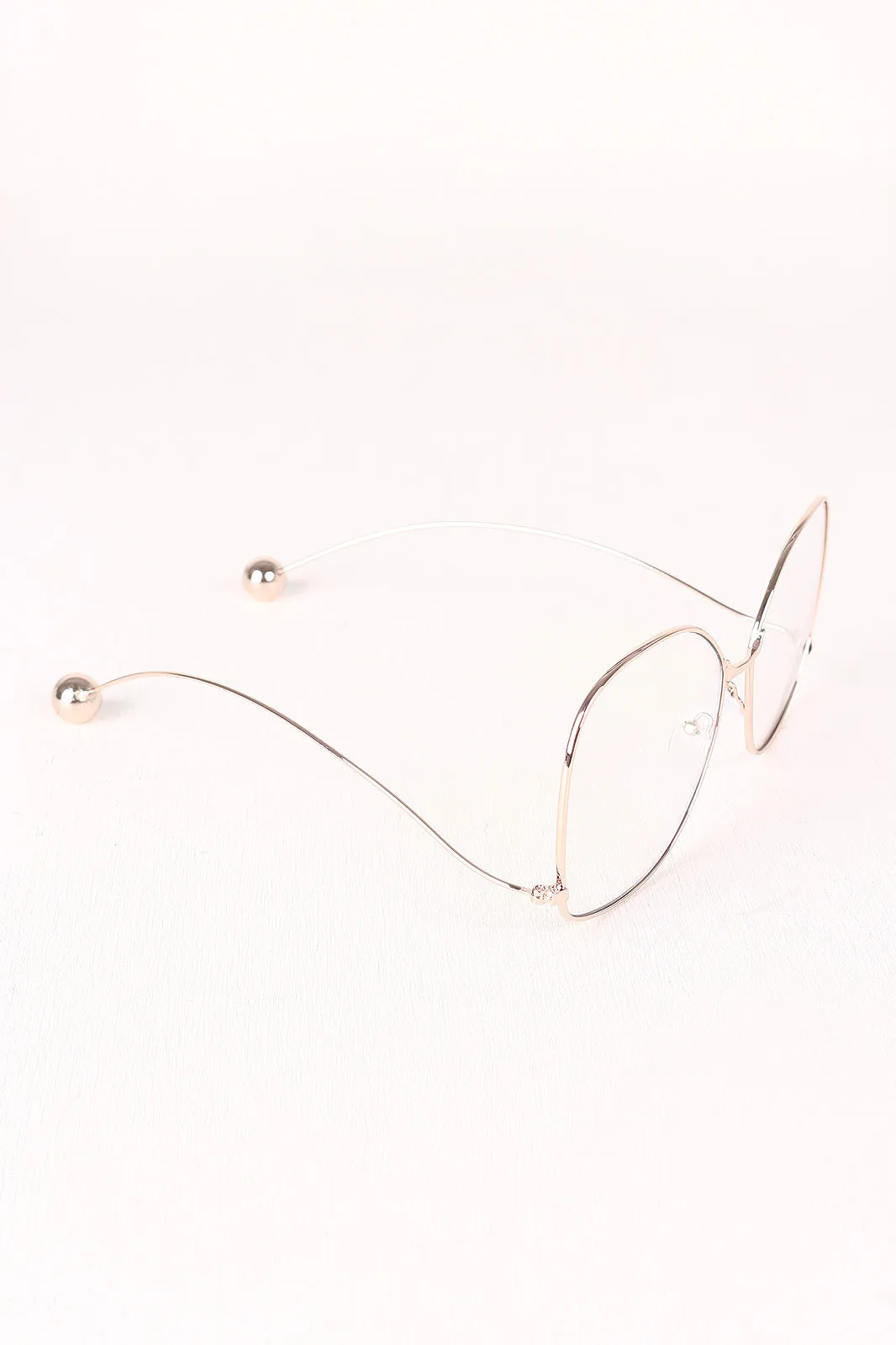 Oversized Clear Lens Ball Accent Butterfly Glasses