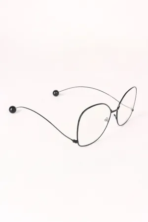 Oversized Clear Lens Ball Accent Butterfly Glasses