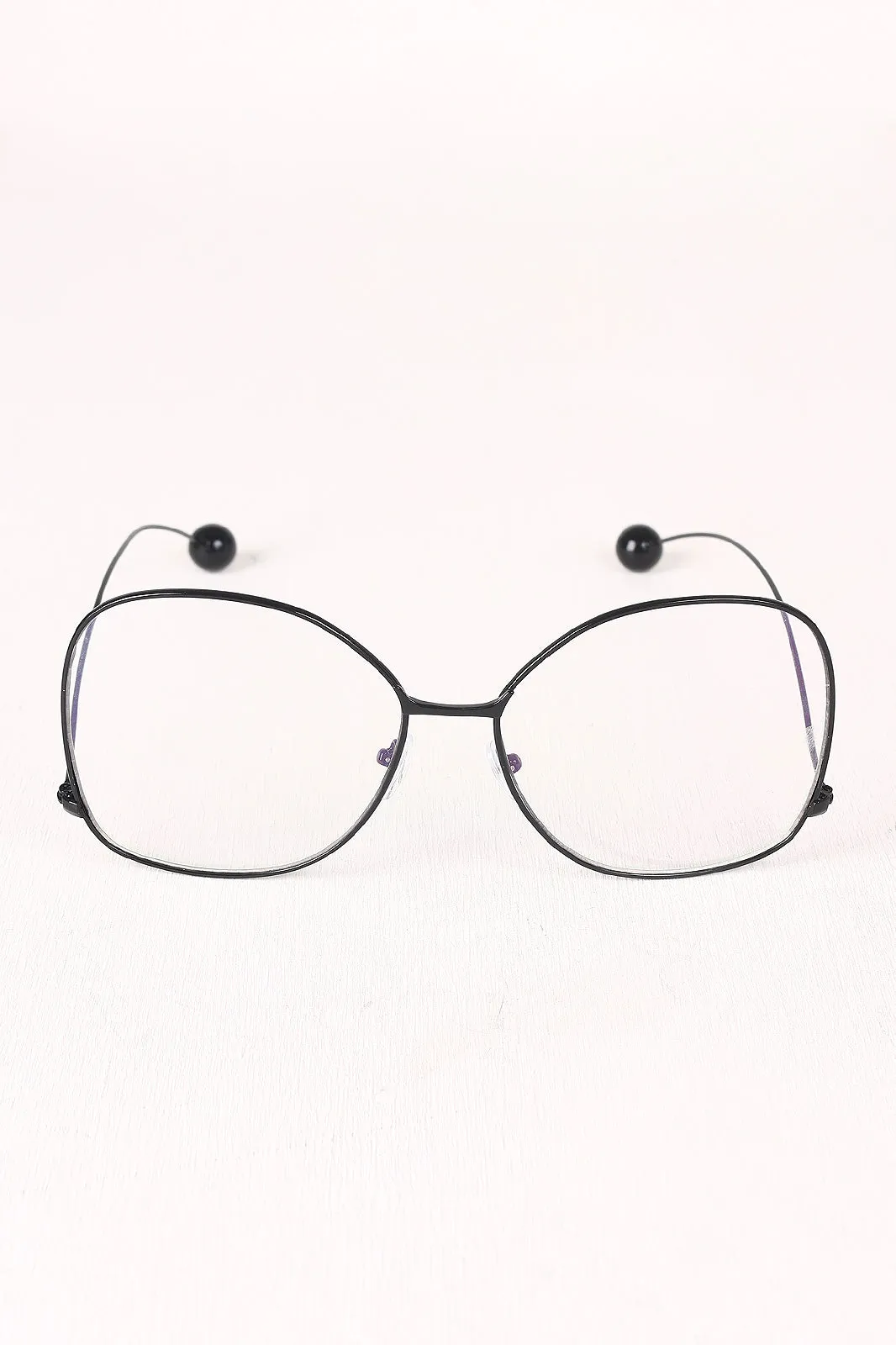 Oversized Clear Lens Ball Accent Butterfly Glasses