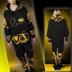 ^QUEEN OF HEARTS^ LUXURY *GOLD* CUT & SEW SWEATSUITS (EMBROIDERED LOGOS)