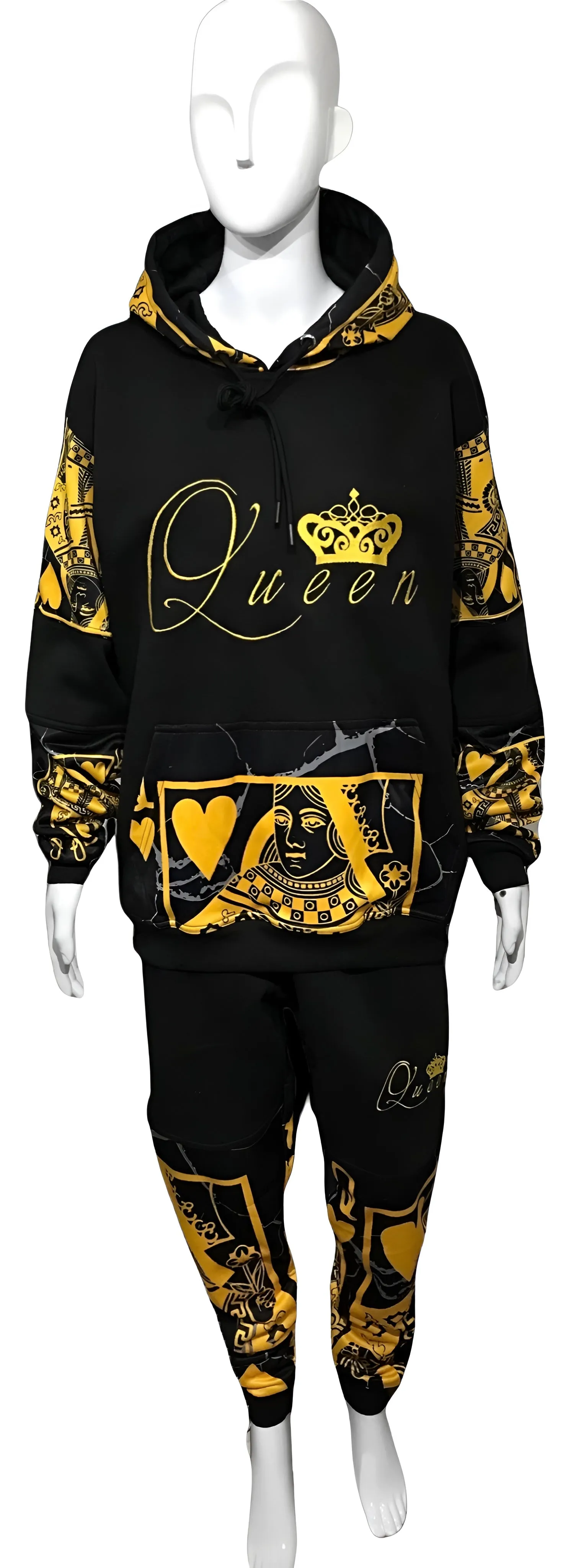 ^QUEEN OF HEARTS^ LUXURY *GOLD* CUT & SEW SWEATSUITS (EMBROIDERED LOGOS)