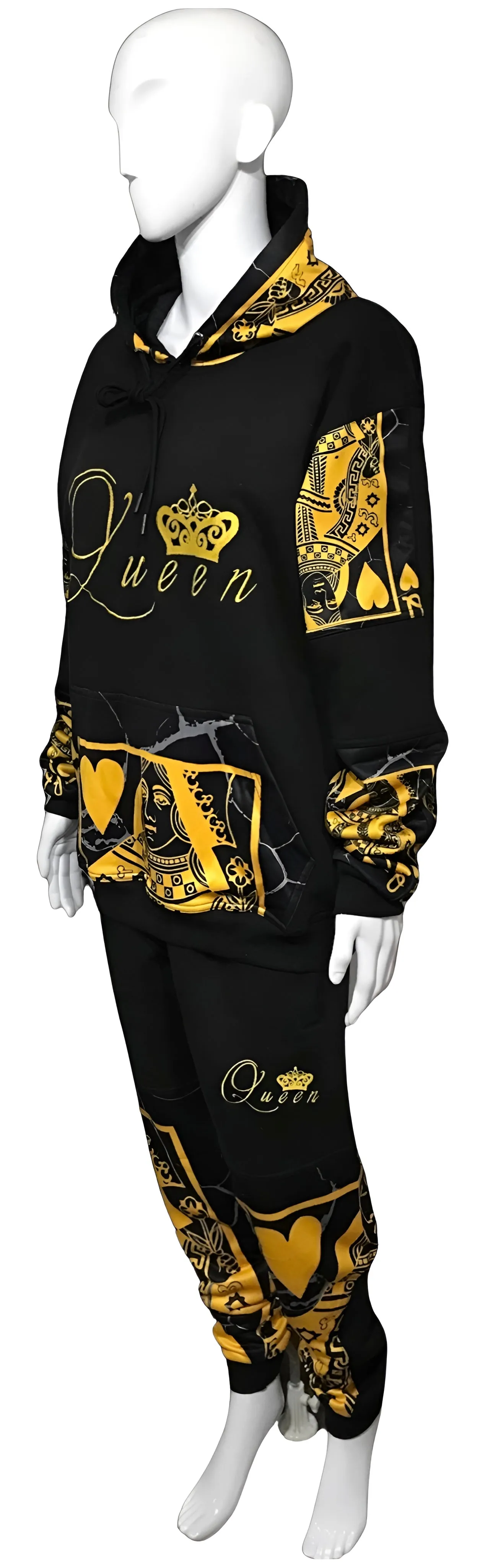 ^QUEEN OF HEARTS^ LUXURY *GOLD* CUT & SEW SWEATSUITS (EMBROIDERED LOGOS)