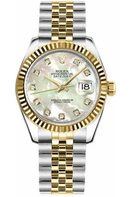 rolex datejust 31 mother of pearl diamond dial watch 178273