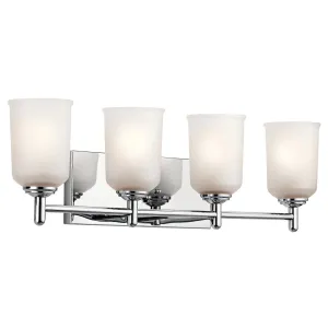 Shailene 30 In 4-Lights Bathroom Vanity Light With Clear Satin Etched Glass, Chrome Finish