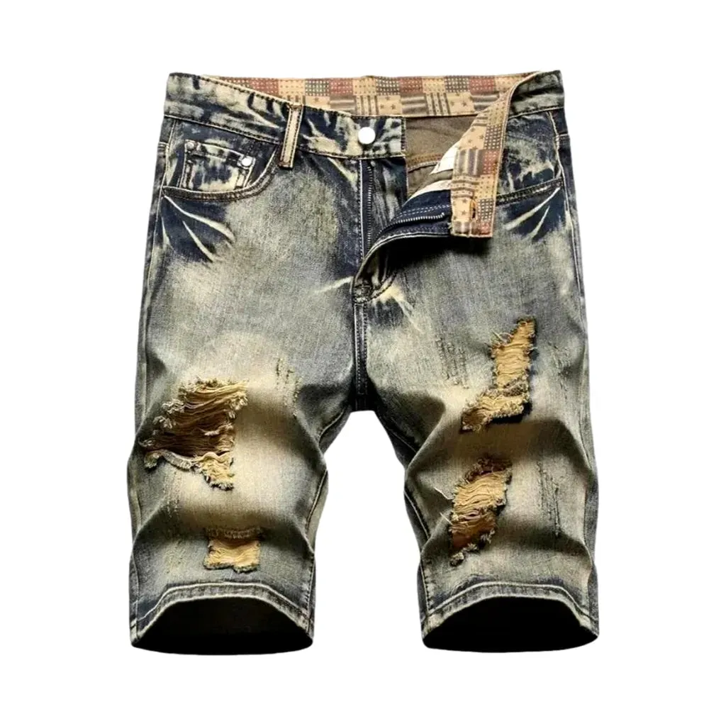 Skinny fit over dyed denim shorts for men