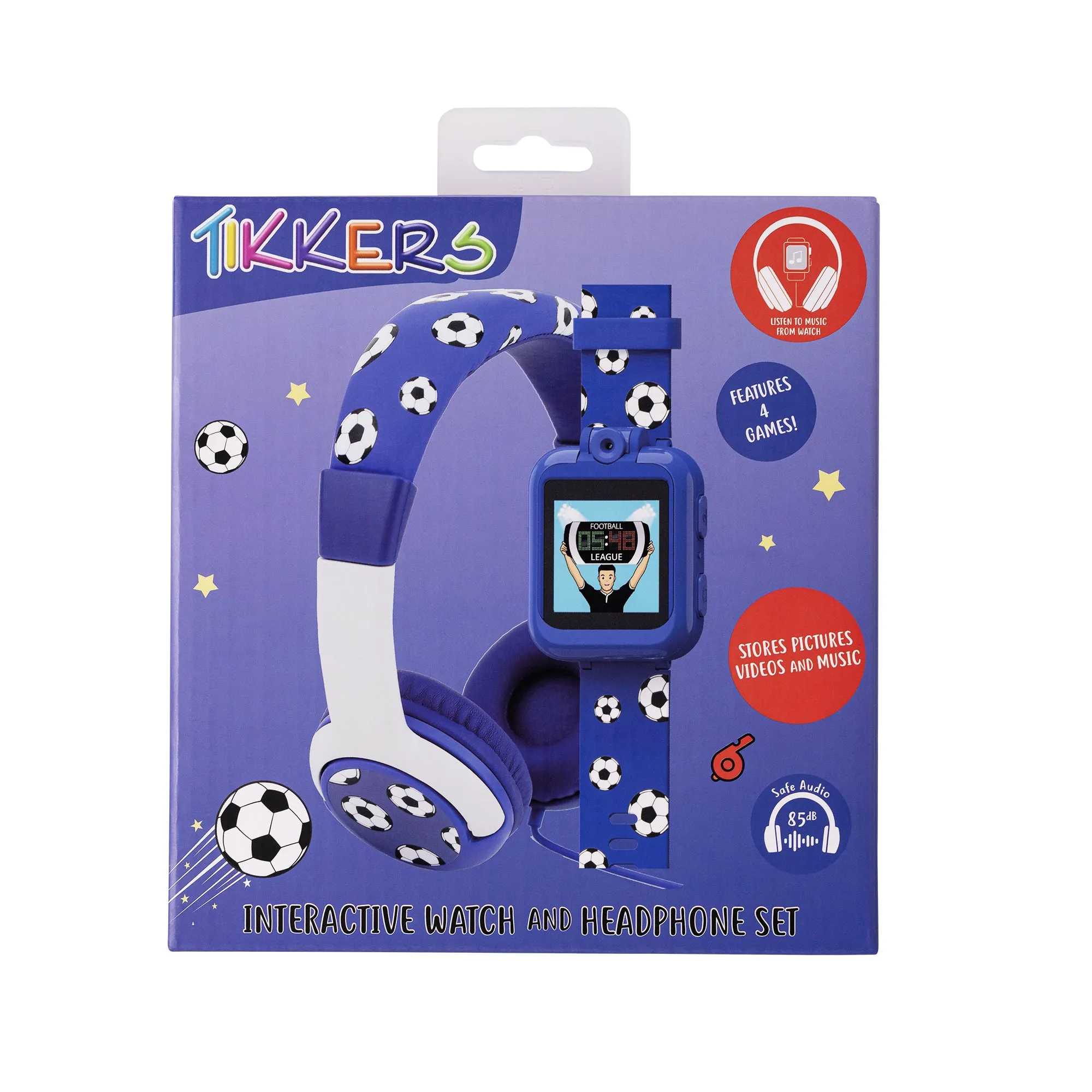 Tikkers Blue Football Interactive Watch & Headphone Set