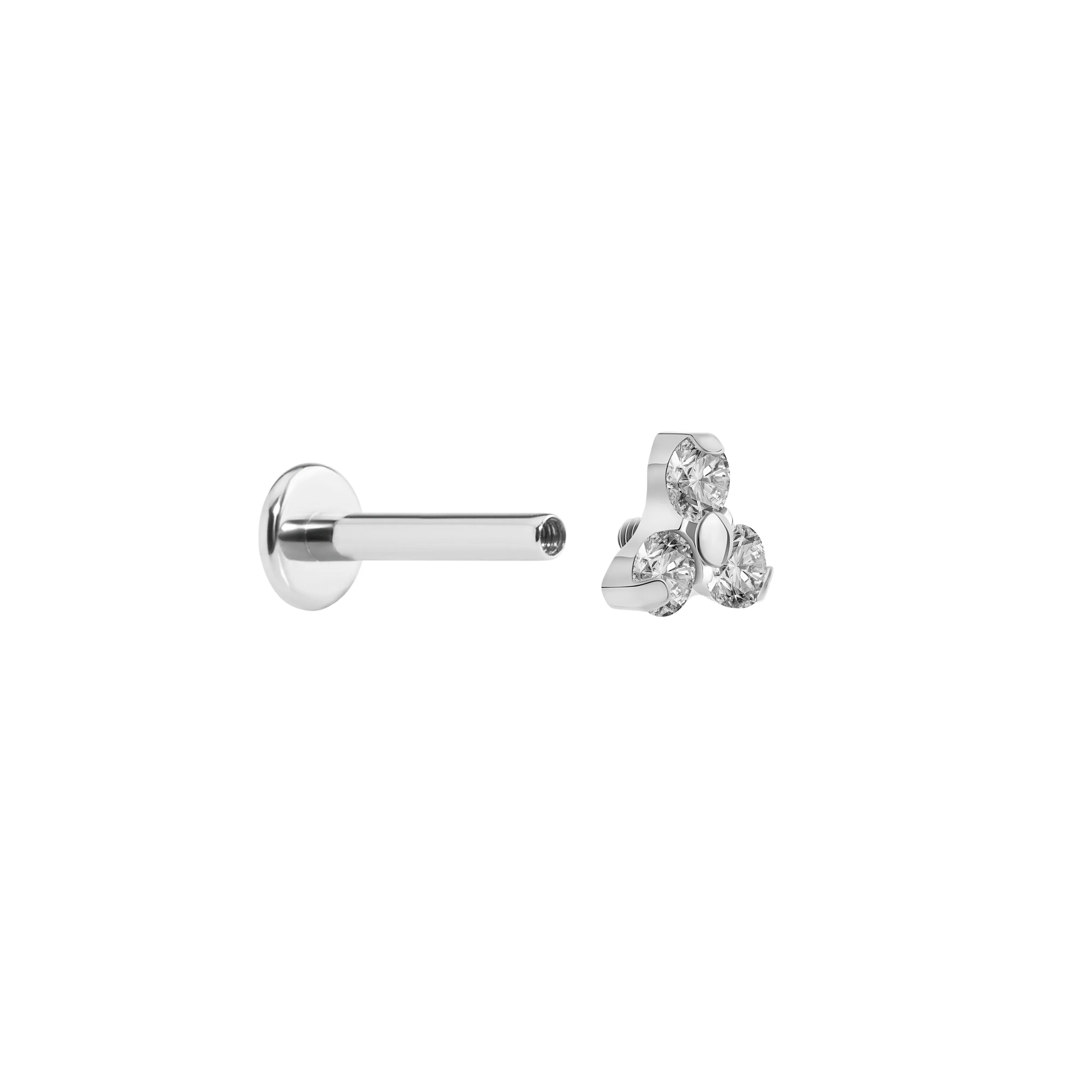 Tilum 14g-12g Internally Threaded Titanium Jewel Trinity Top - Large - Price Per 1