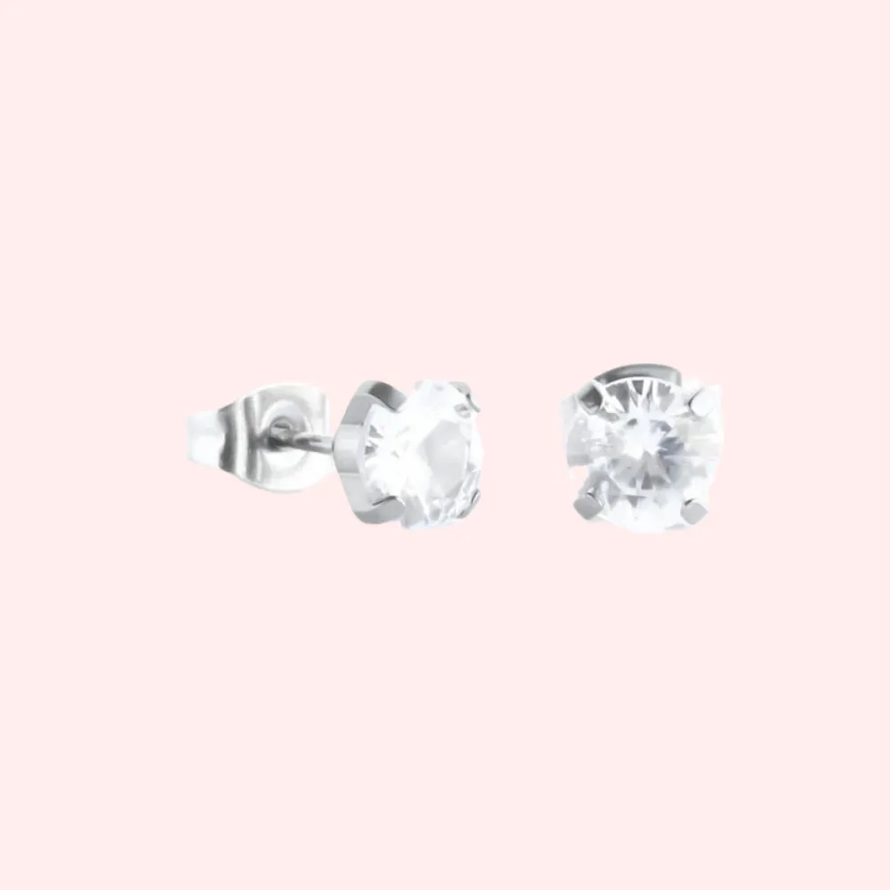 Titanium Prong Set CZ Hypoallergenic Earrings