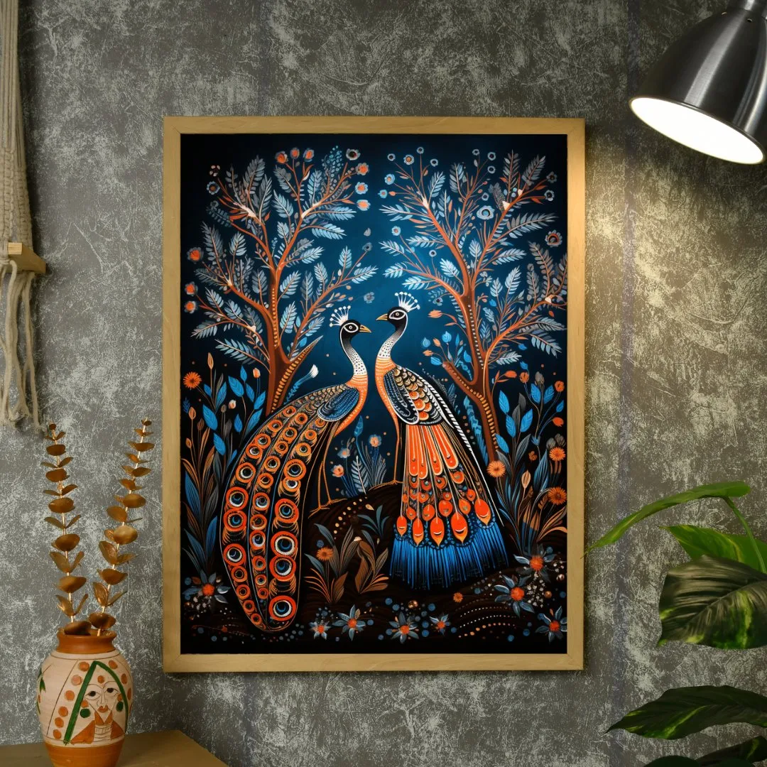 Unveil Majesty: Sowpeace Handcrafted Peacock Wall Art – Premium Indian-Inspired Canvas Print for Modern Home Decoration