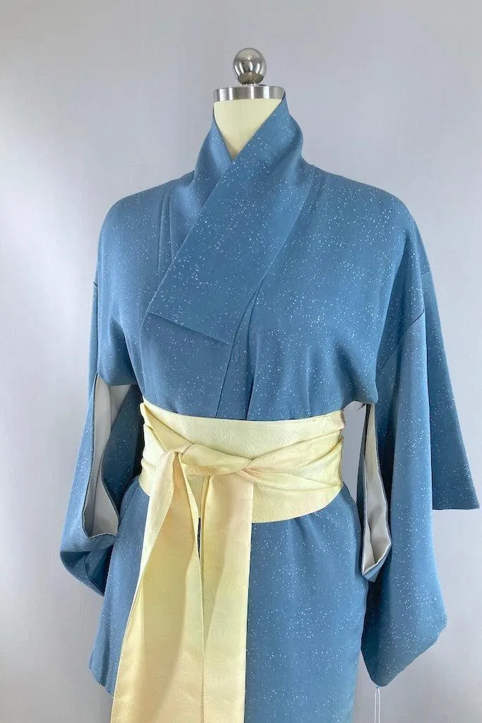 Vintage Slate Blue Gray Kimono