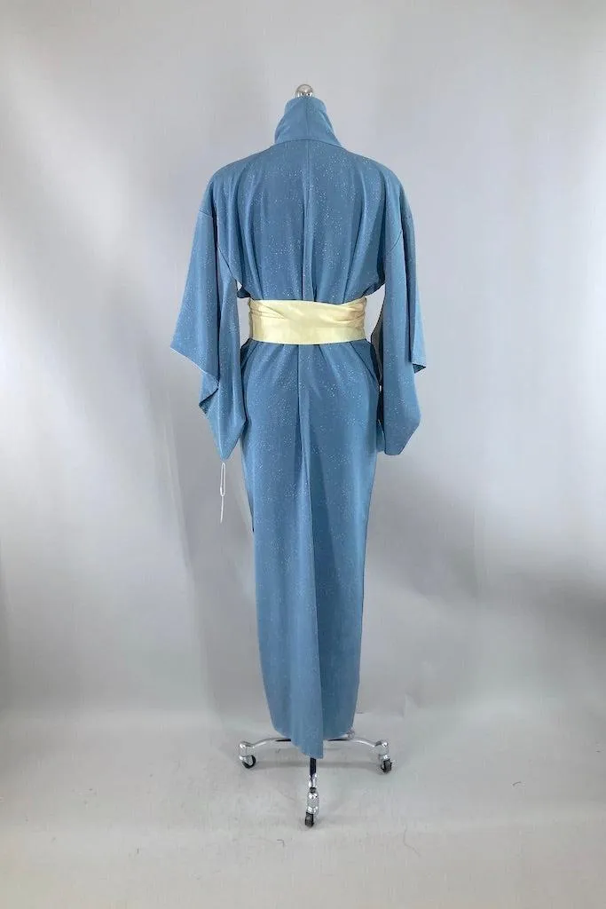 Vintage Slate Blue Gray Kimono